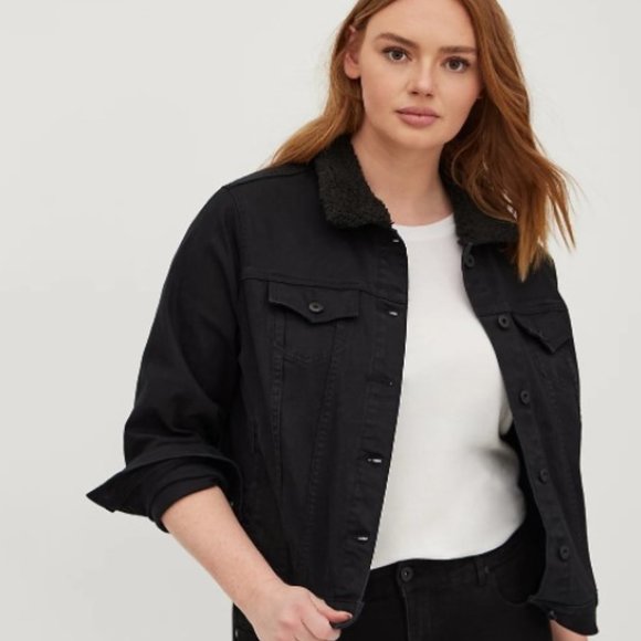 4X HOST PICK!!! TRUCKER WITH SHERPA COLLAR - DENIM BLACK - Picture 2 of 5